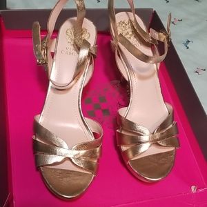 High heel stilettos , gold/platinum color 9 1/2